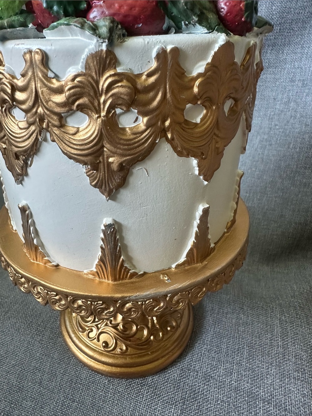 12” Fall Harvest Fruit Faux Gold Tabletop Cake - Picture 5 of 11